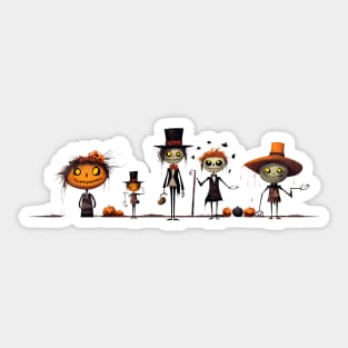 Spooky Halloween Scarecrow Family Sticker